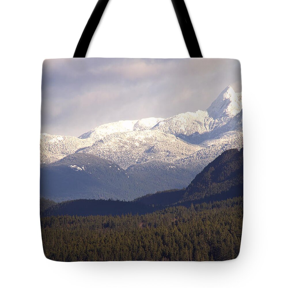 Mountains Tote Bag featuring the photograph Snow Capped Mountains by Peggy Collins