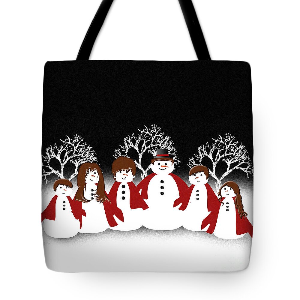 Andee Design Abstract Tote Bag featuring the digital art Snow Family 2 Square by Andee Design
