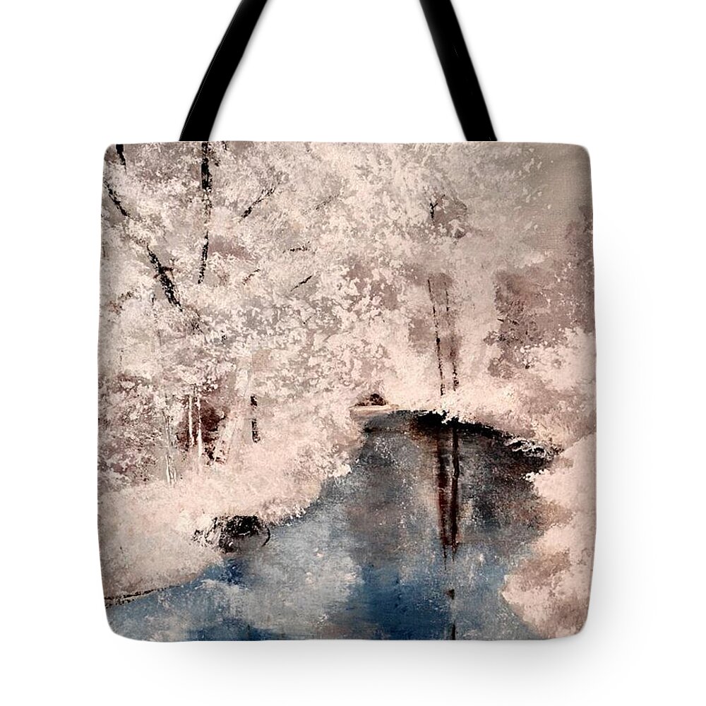 Snow Tote Bag featuring the painting Winter Wonderland by Denise Tomasura