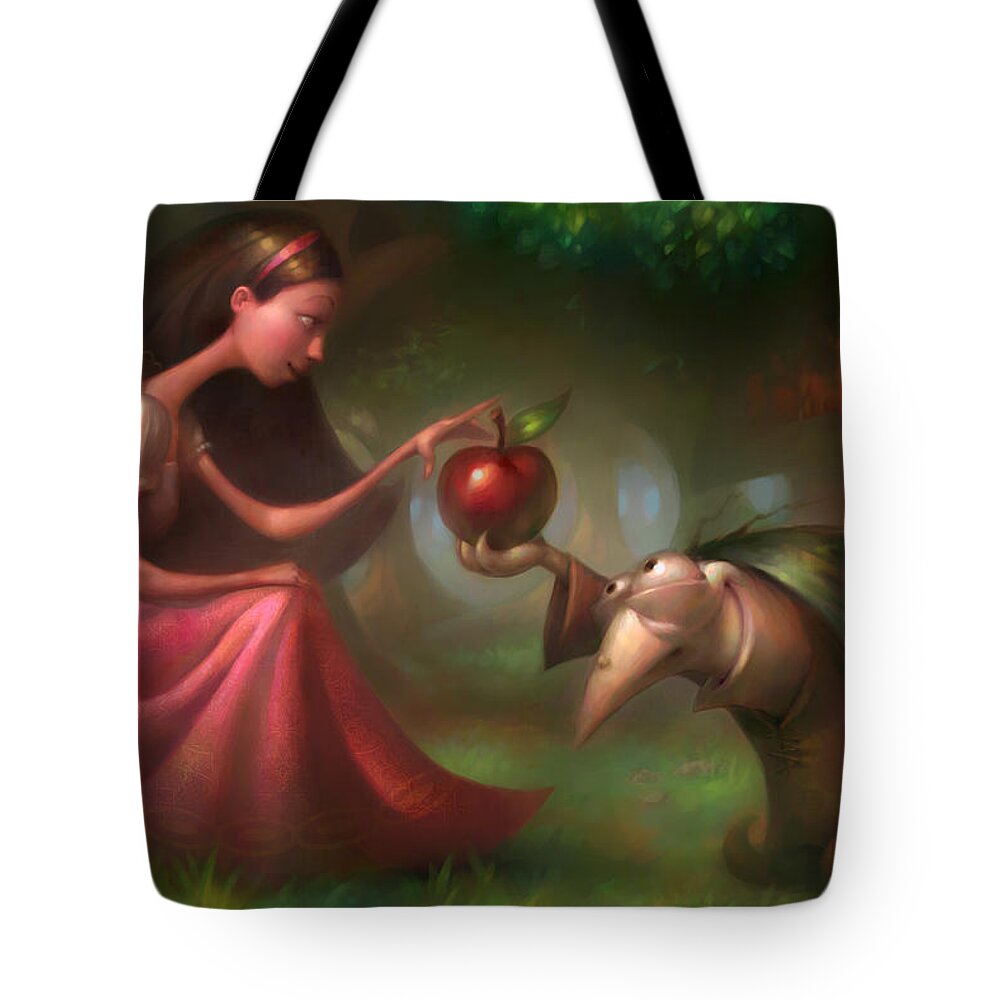 Snow White Tote Bag featuring the painting Snow White by Adam Ford