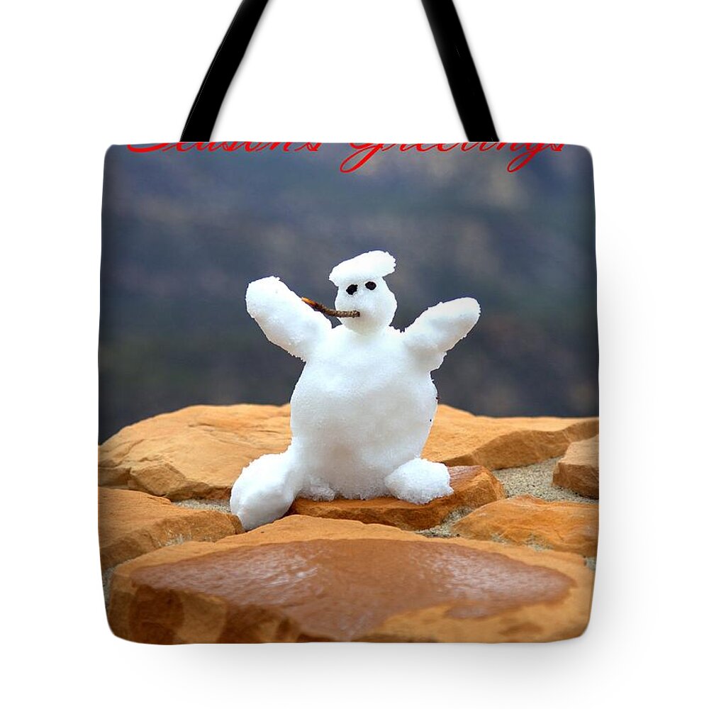 1101 Tote Bag featuring the photograph Snowball Snowman by Gordon Elwell