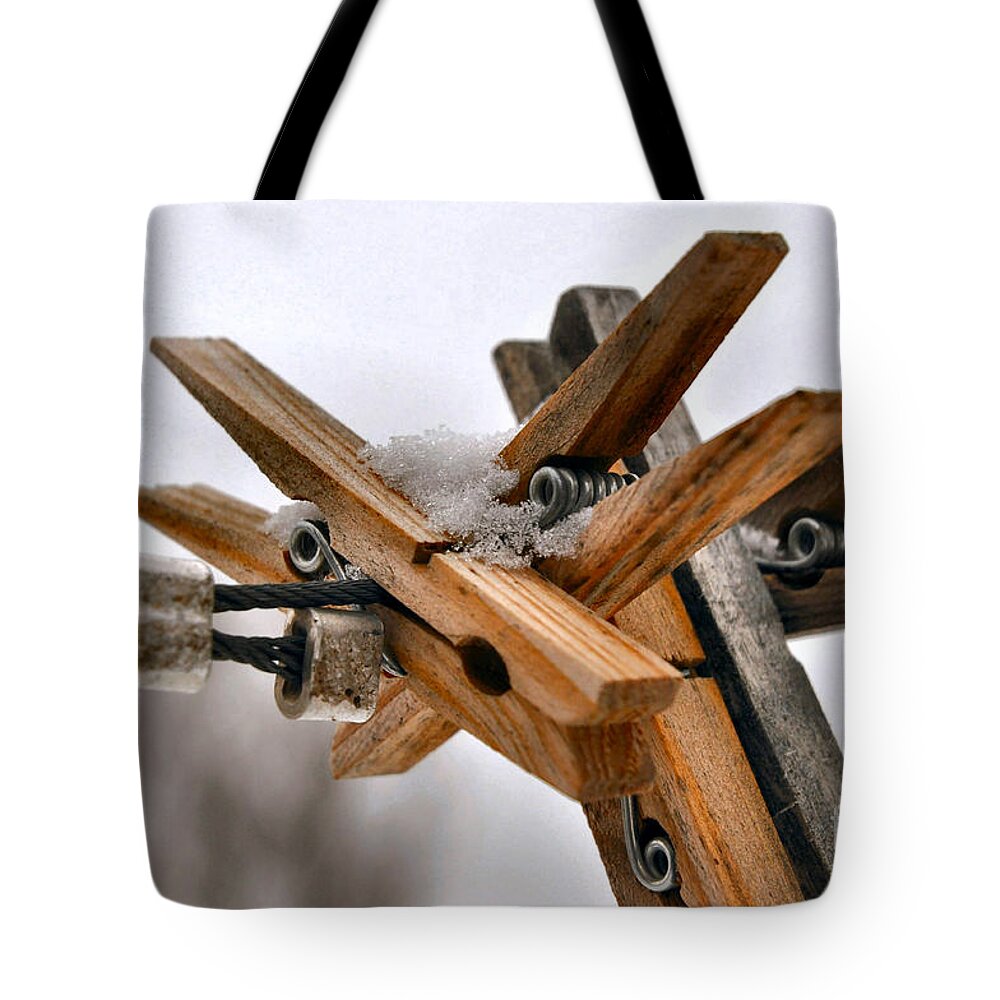 Snow Tote Bag featuring the photograph Winter Laundry Day by Anjanette Douglas