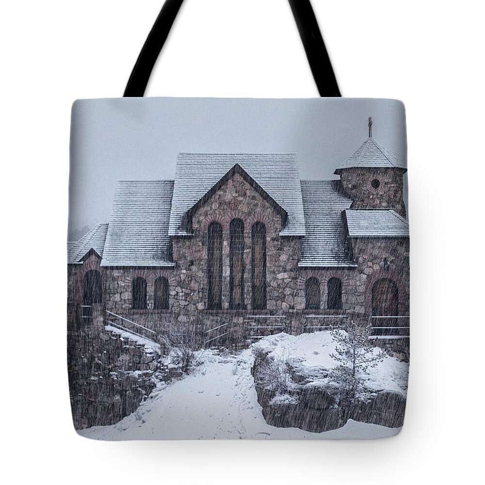 Snow Tote Bag featuring the photograph Snowy Church by Darren White