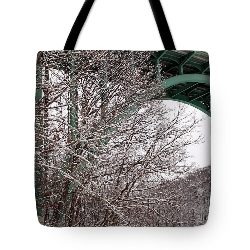 Winter Tote Bag featuring the photograph Snowy Drive by Wendy Gertz