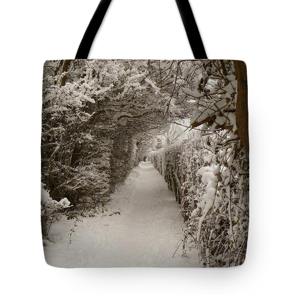 Snow Tote Bag featuring the photograph Snowy Path by Vicki Spindler
