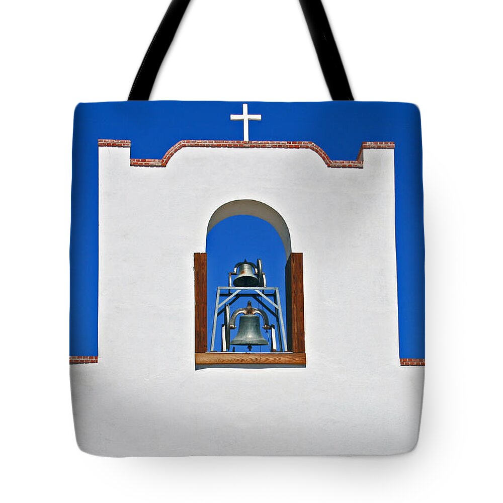 Blue Sky Tote Bag featuring the photograph Socorro Mission La Purisma by Kathleen Scanlan