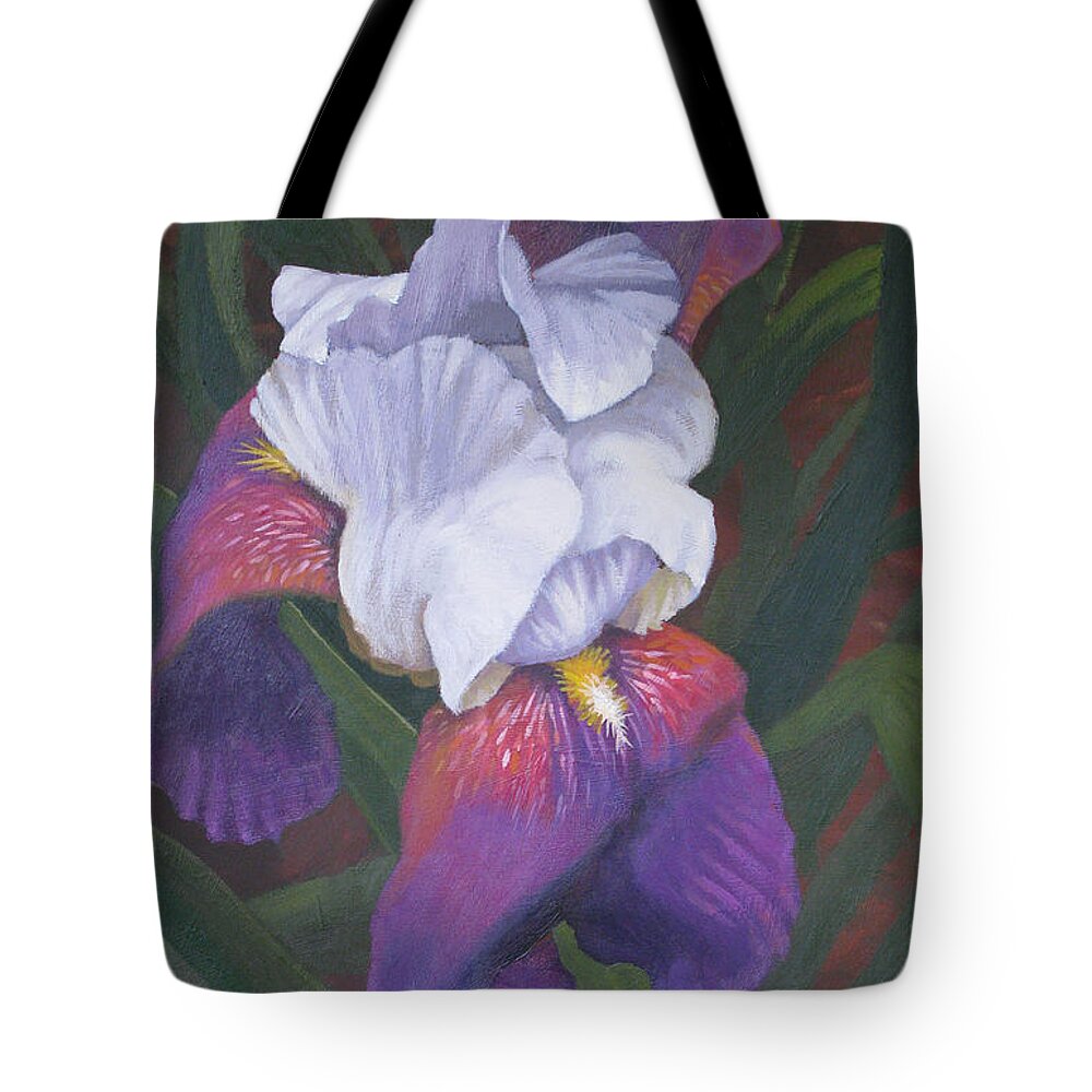 Iris Tote Bag featuring the painting Soft Violet by Don Morgan