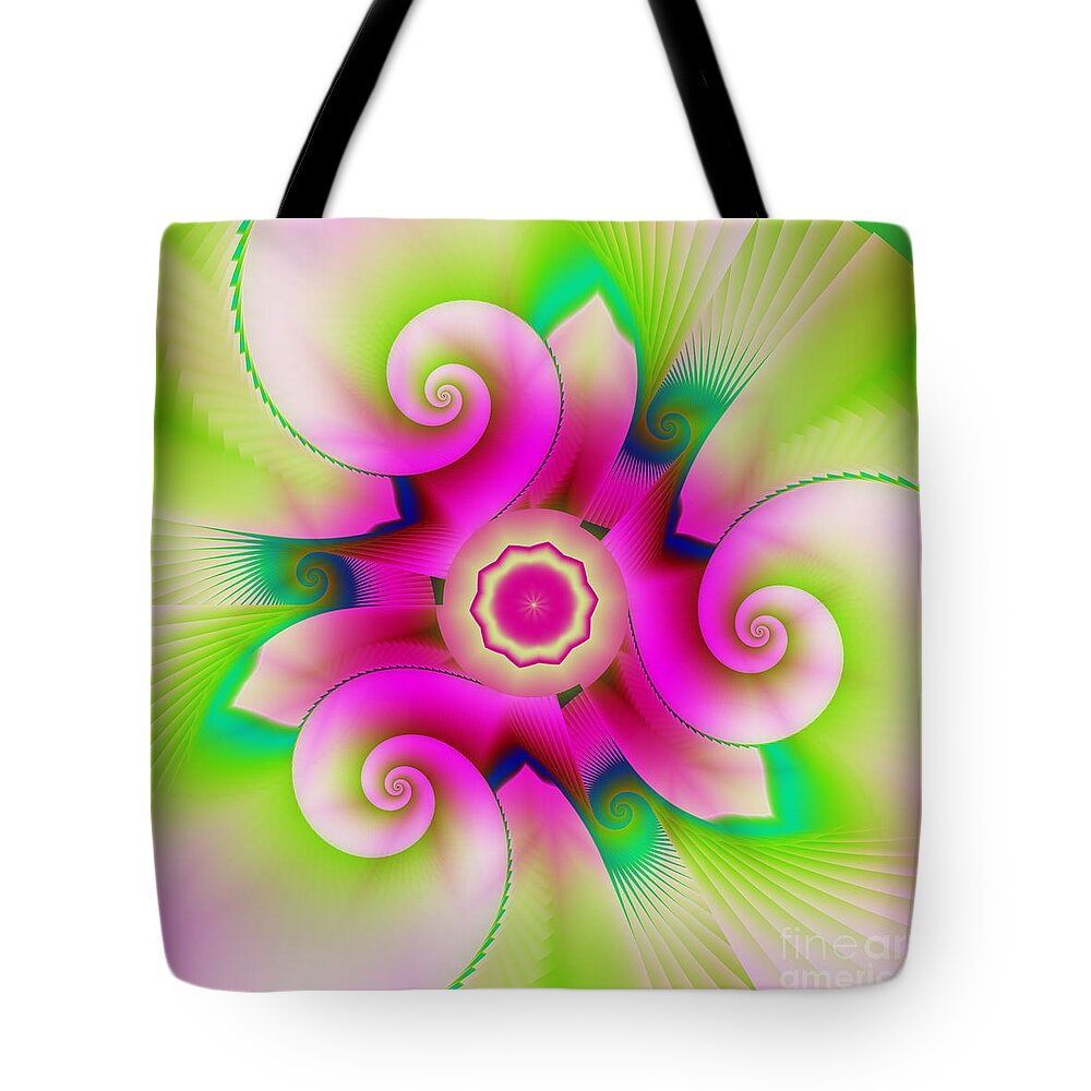 Softly Pink And Green Tote Bag featuring the digital art Softly Pink and Green by Elizabeth McTaggart