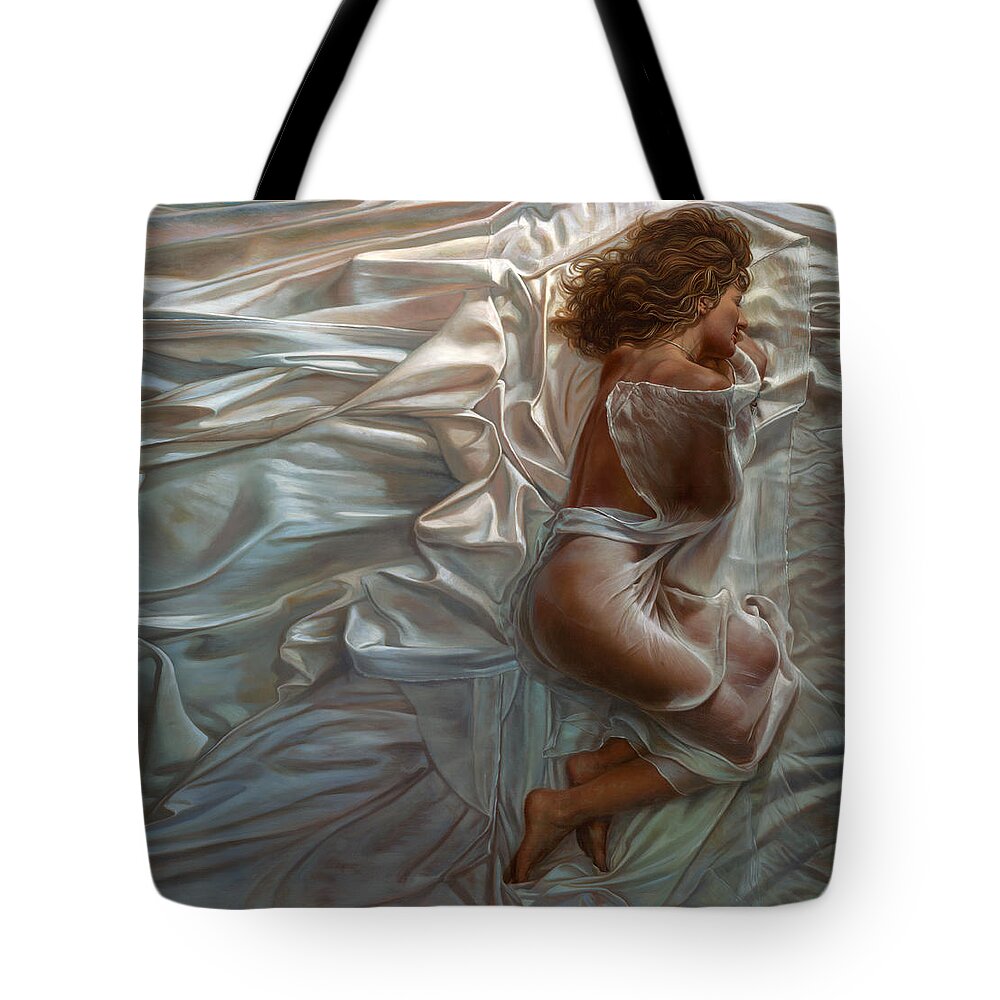 Portrait Tote Bag featuring the painting Sogni Dolci by Mia Tavonatti