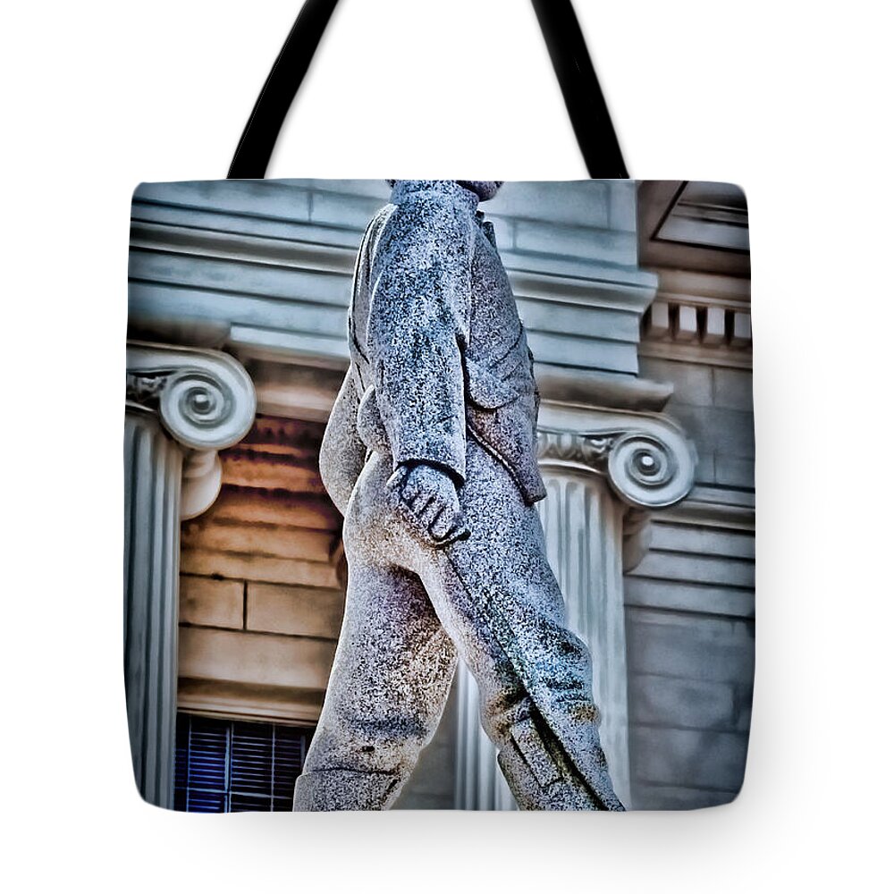 Confederate Tote Bag featuring the photograph Soldier Statue HDR Alabama State Capitol by Lesa Fine