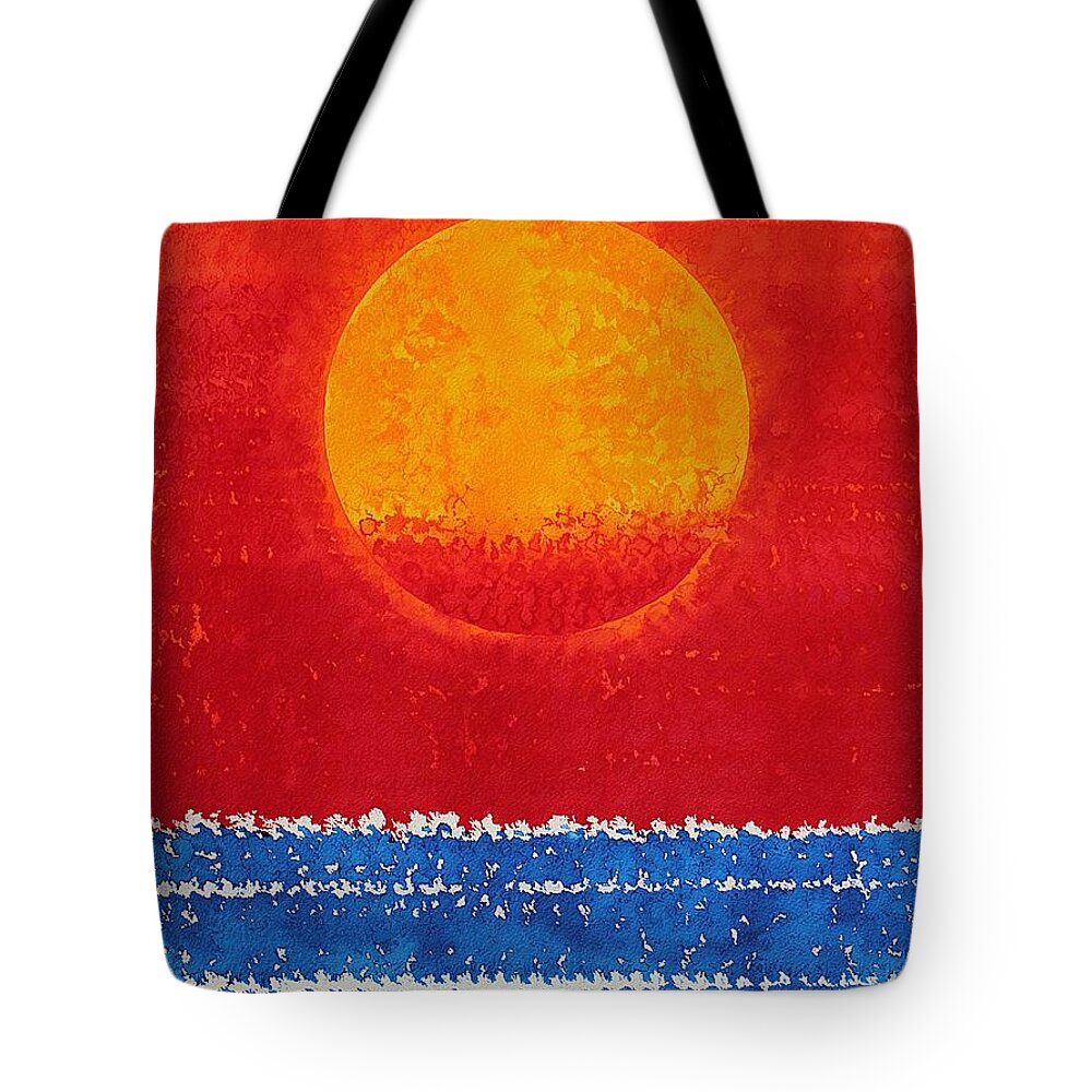 Sun Tote Bag featuring the painting Solstice Sunrise original painting SOLD by Sol Luckman