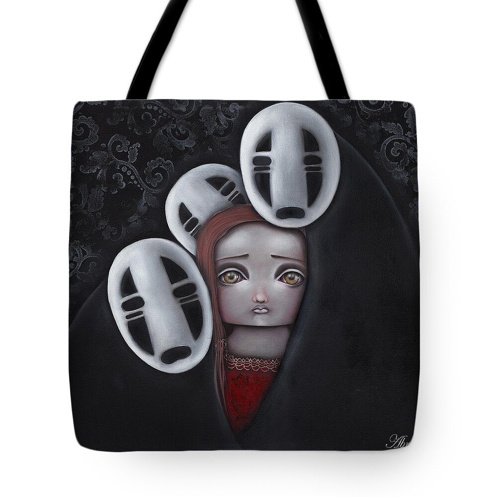 Spirited Away Tote Bag featuring the painting Sombras by Abril Andrade