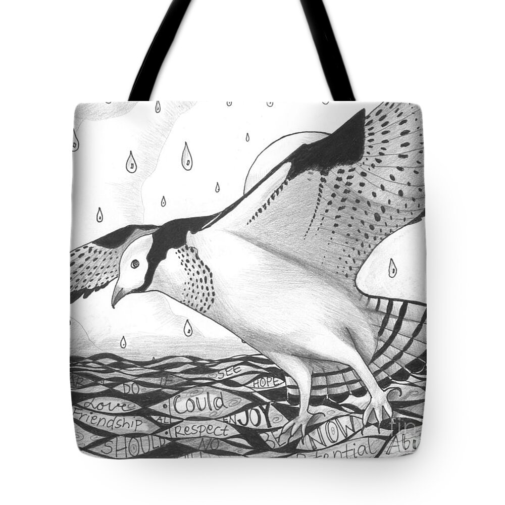 Looking Tote Bag featuring the drawing Sometimes a Great Catch by Helena Tiainen