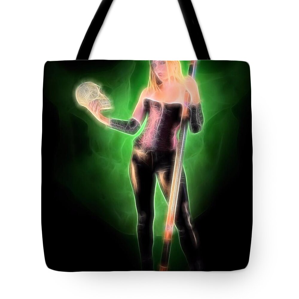 Sorceress Tote Bag featuring the painting Sorceress Of Death by Jon Volden