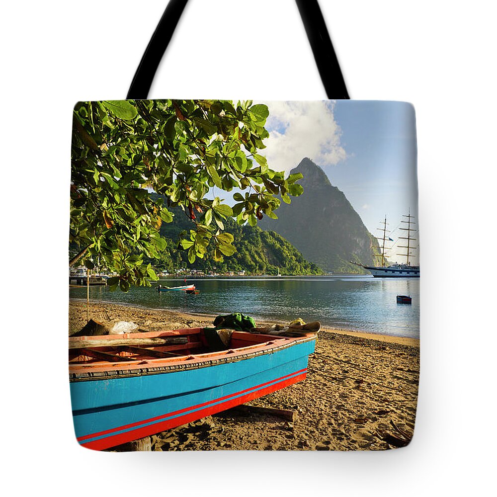 Scenics Tote Bag featuring the photograph Soufrière Bay, Saint Lucia by Oriredmouse
