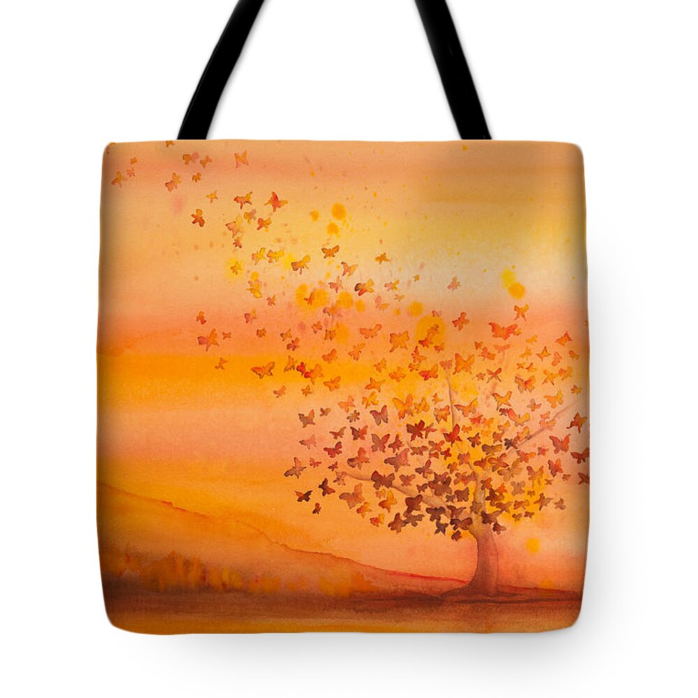 Butterfly Tote Bag featuring the painting Soul Freedom Watercolor Painting by Michelle Constantine