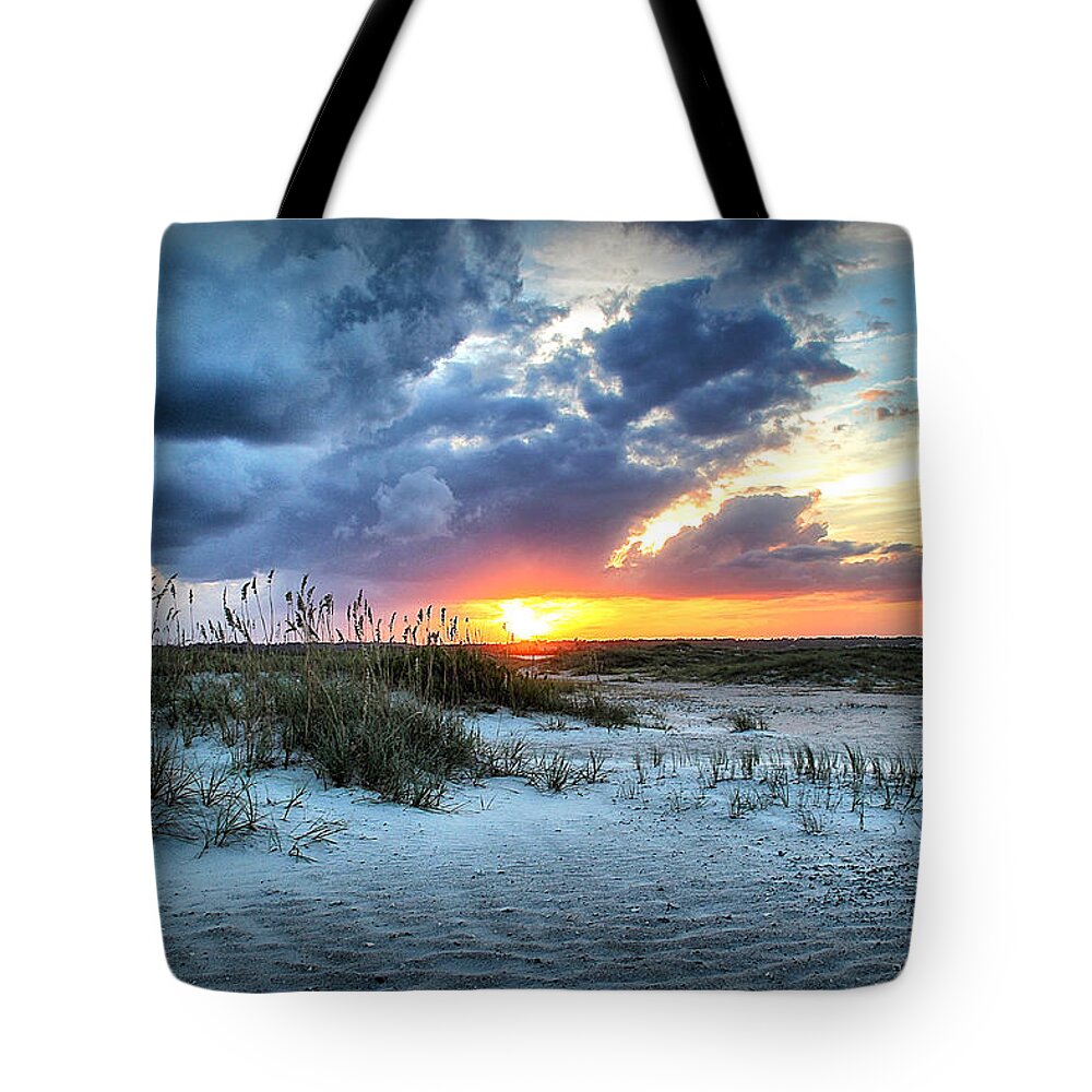 Wrightsville Beach Sunset Photographs Tote Bag featuring the photograph South End Sunset by Phil Mancuso