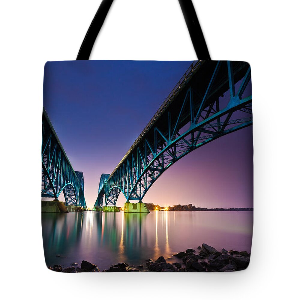 Horizontal Tote Bag featuring the photograph South Grand Island Bridge by Mihai Andritoiu