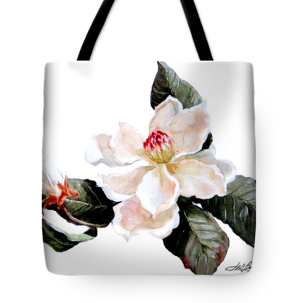 Southern Magnolia Tote Bag featuring the painting Southern Magnolia by Maryann Boysen