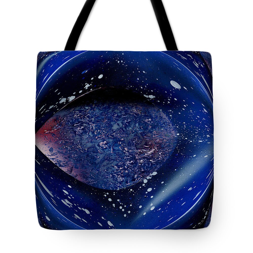 Spray Tote Bag featuring the mixed media Space Blues by Bill Richards