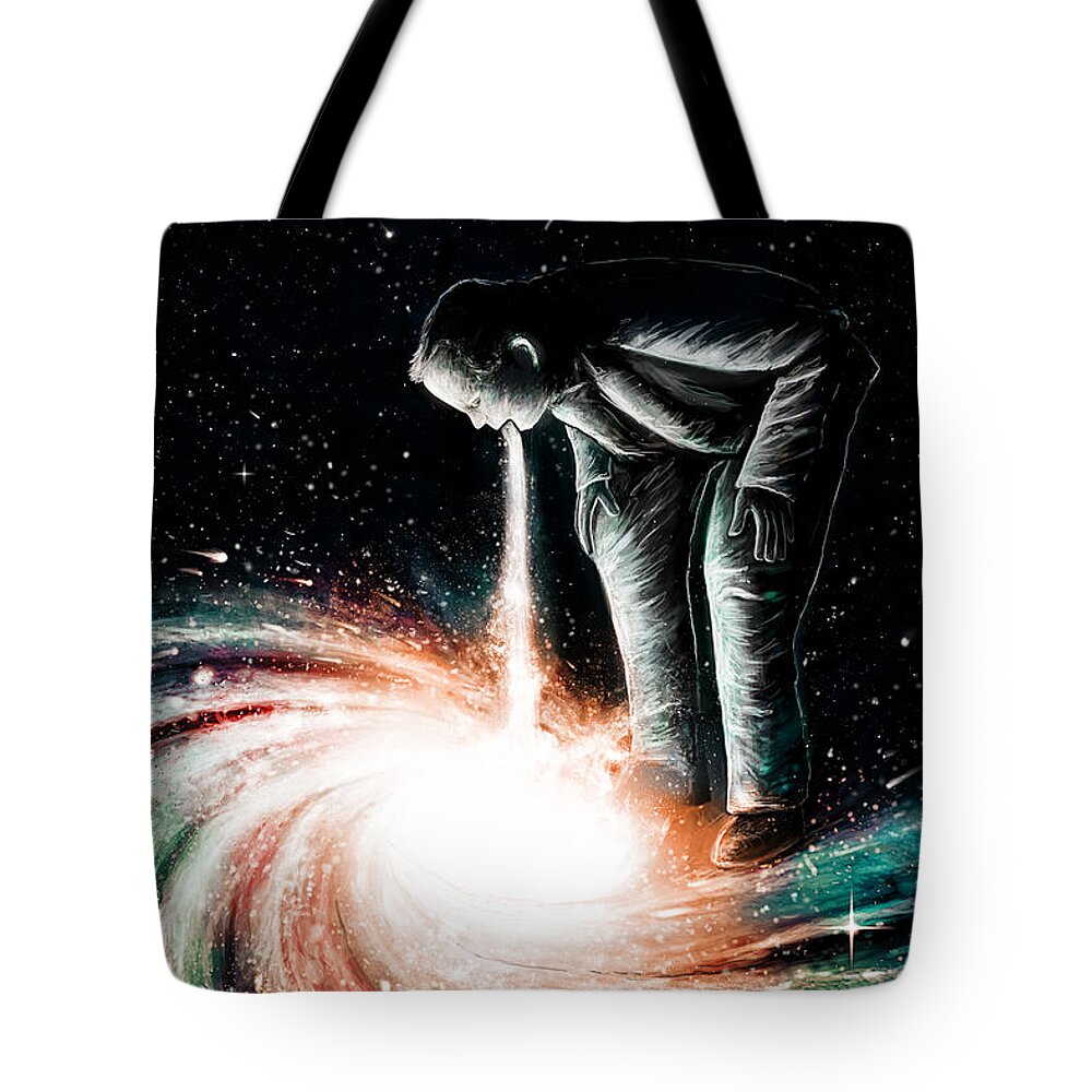 Space Tote Bag featuring the digital art Space Vomit by Nicebleed 