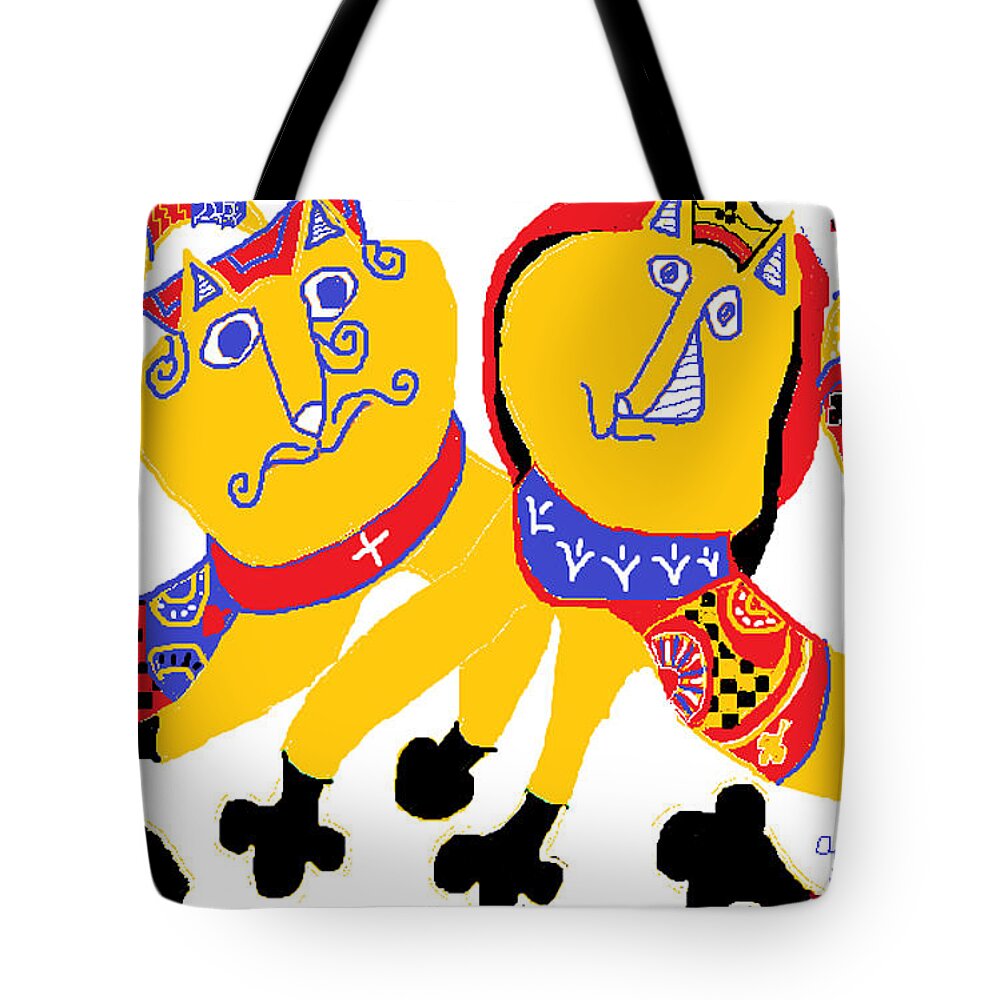 Cats Tote Bag featuring the digital art Spades and Clubs by Anita Dale Livaditis
