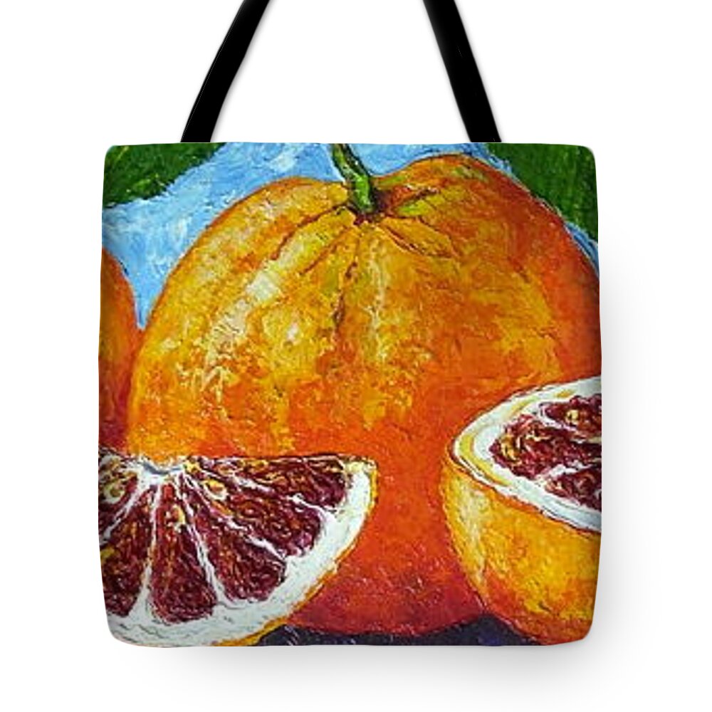 Spanish Blood Orange Tote Bag featuring the painting Spanish Blood Oranges by Paris Wyatt Llanso