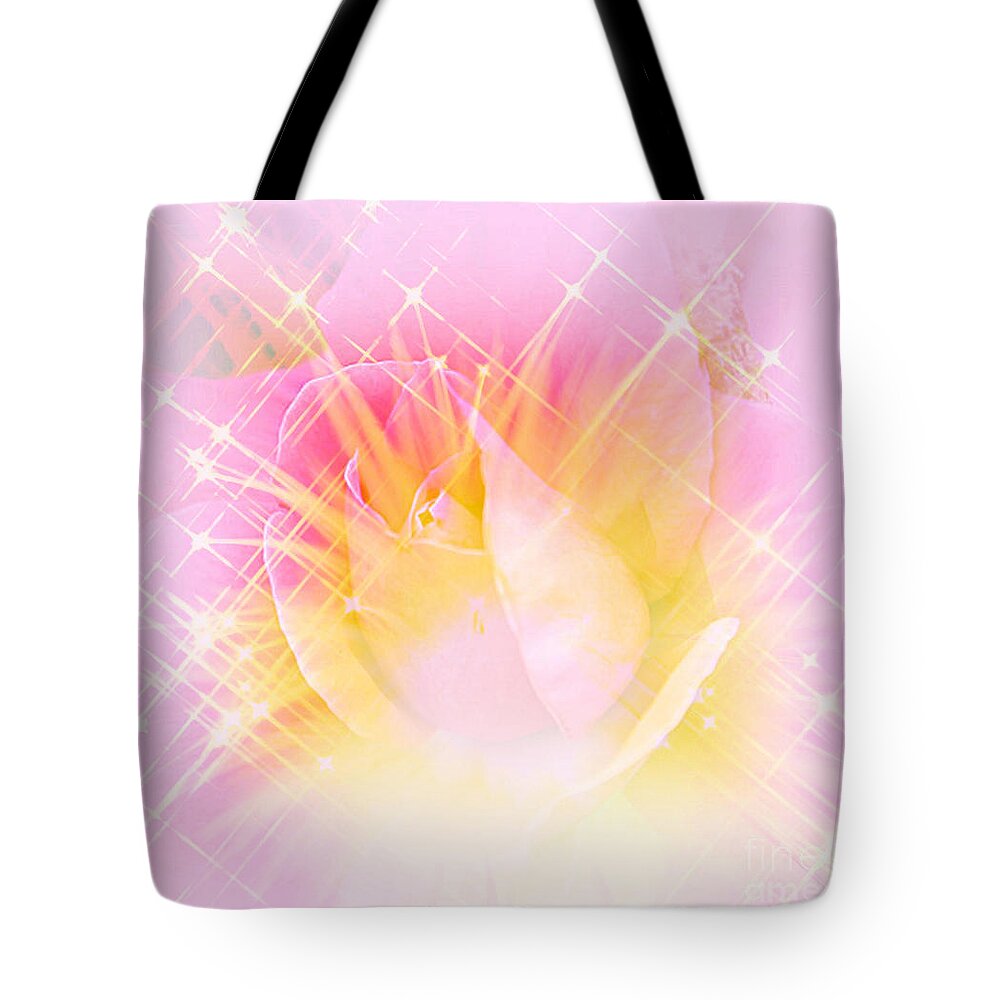 Abstract Tote Bag featuring the photograph Sparkling Starlight Burst Abstract by Judy Palkimas