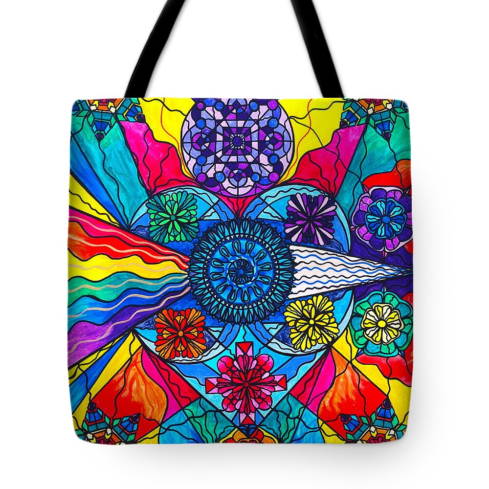 Vibration Tote Bag featuring the painting Speak From The Heart by Teal Eye Print Store