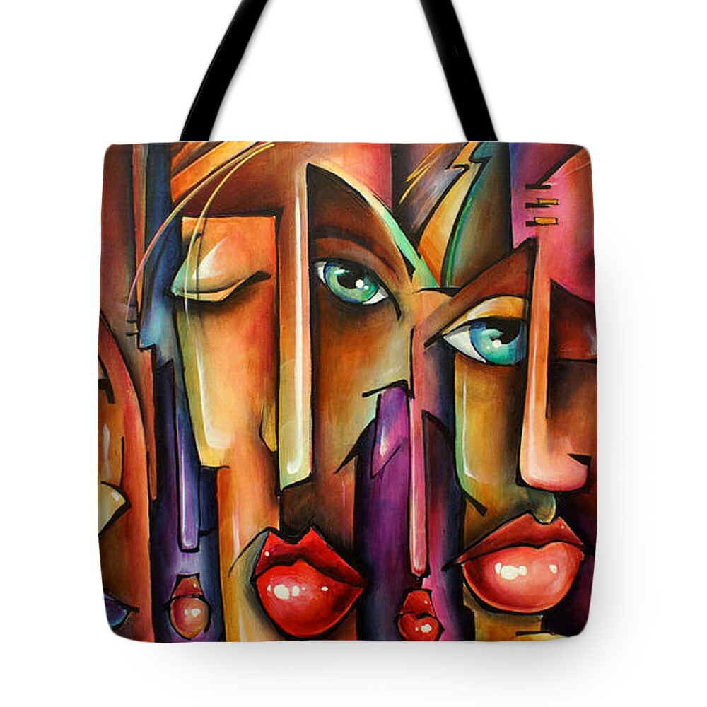 Urban Tote Bag featuring the painting 'Spectators' by Michael Lang