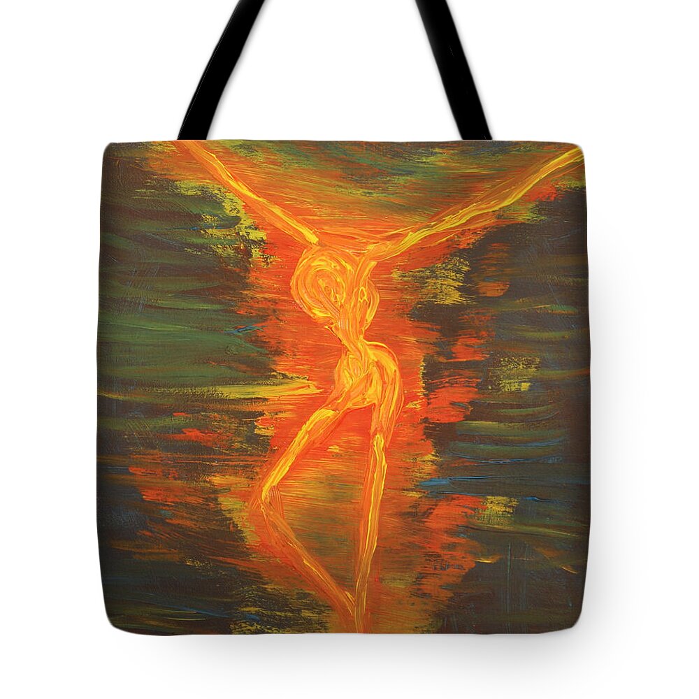 Gouache Paint Tote Bag featuring the painting Spewing Madness by Laurette Escobar