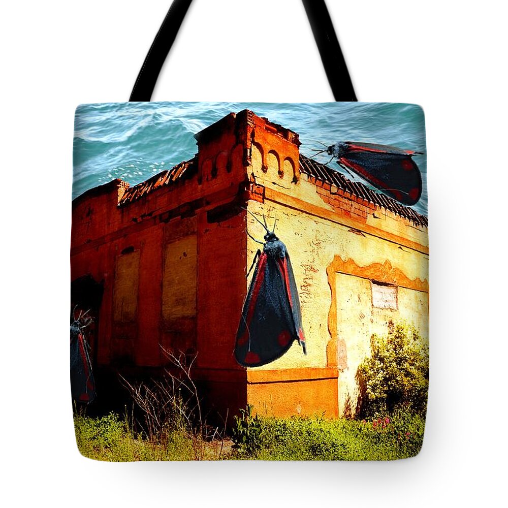 Cinnabar Moth Tote Bag featuring the photograph Spice Hive Sentinels by Laureen Murtha Menzl