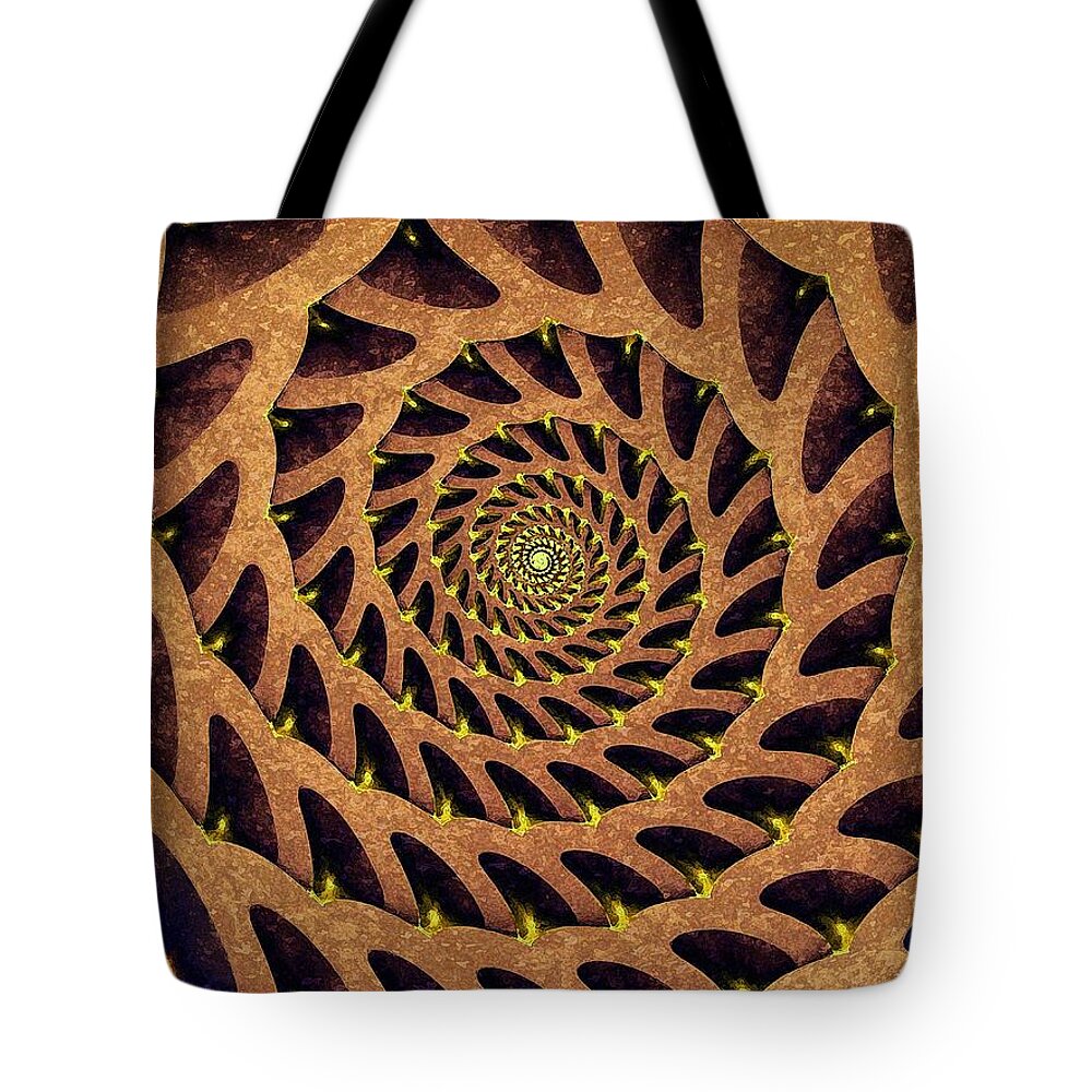 Abstract Tote Bag featuring the digital art Spiral Stairs by Klara Acel