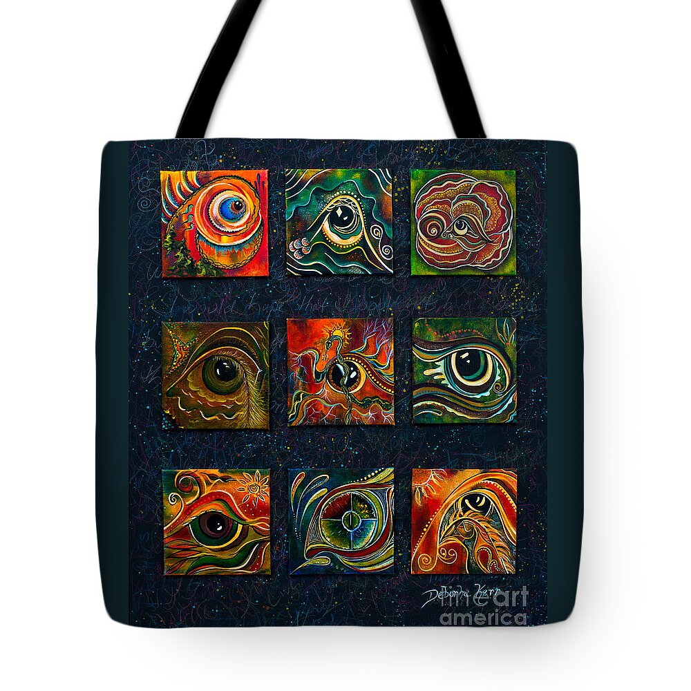 Deborha Kerr Tote Bag featuring the painting Spirit Eye Collection I by Deborha Kerr