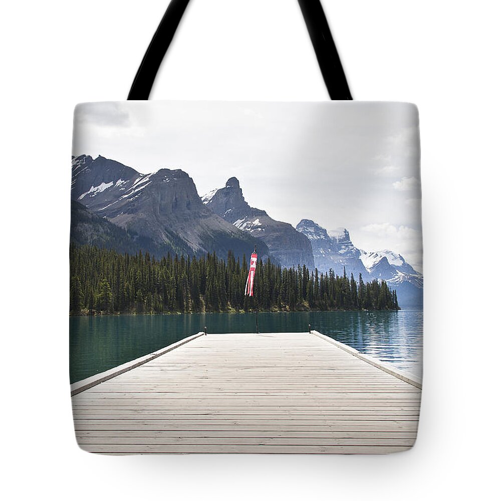 Photography Tote Bag featuring the photograph Spirit Island Dock by Ivy Ho