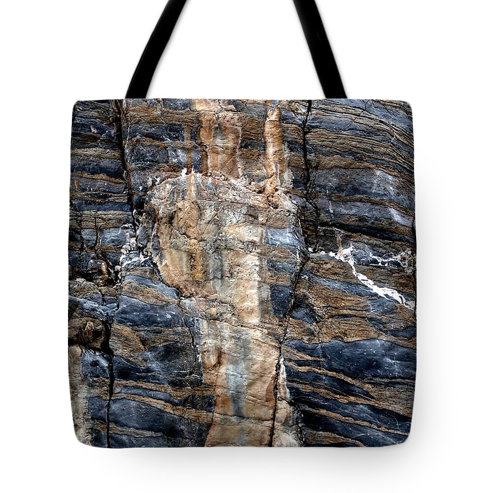 Layers Off Stratified Marble With Quartz Intrusions Tote Bag featuring the photograph Spirit of Fall Canyon, Death Valley N.P. by Stephanie Salter