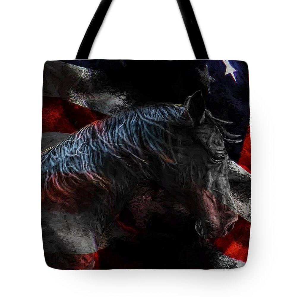 Horse Tote Bag featuring the photograph Spirit of the Mustang by Shannon Story