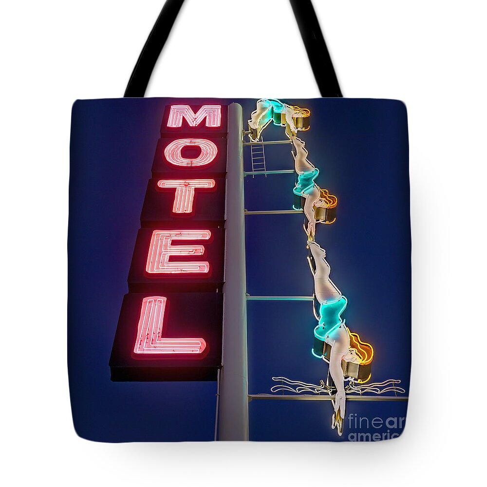 Bright Tote Bag featuring the photograph Splashdown Motel by Martin Konopacki