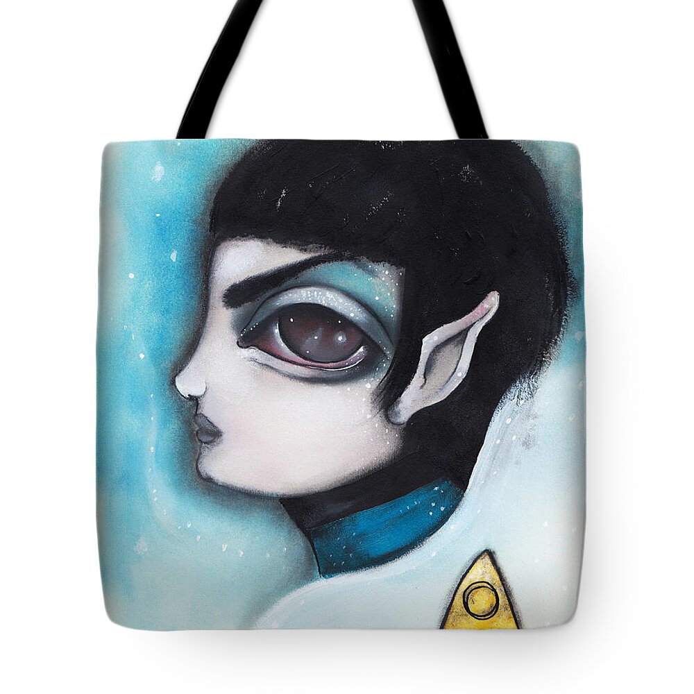Leonard Nimoy Tote Bag featuring the painting Spock by Abril Andrade
