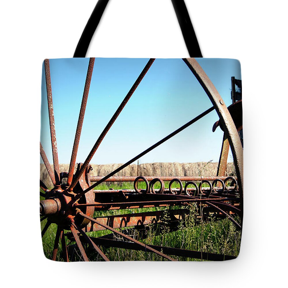 Spokes Tote Bag featuring the photograph Spokes by Cricket Hackmann
