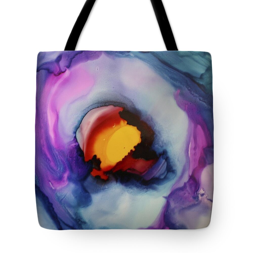 Alcohol Ink Tote Bag featuring the painting Spoons by Eli Tynan