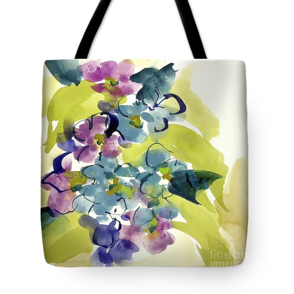 Mixed Media Paintings Tote Bag featuring the painting Spring Bouquet II by Chris Paschke