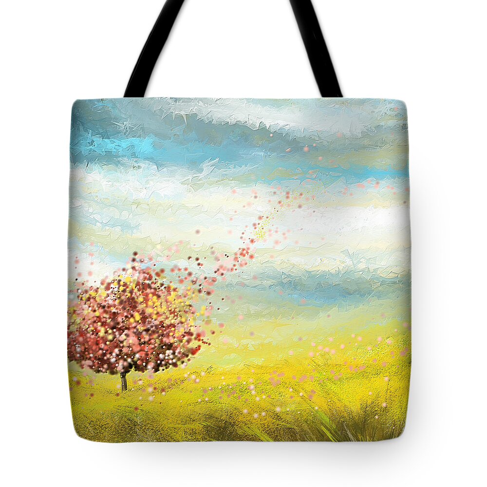 Four Seasons Tote Bag featuring the painting Spring-Four Seasons Paintings by Lourry Legarde
