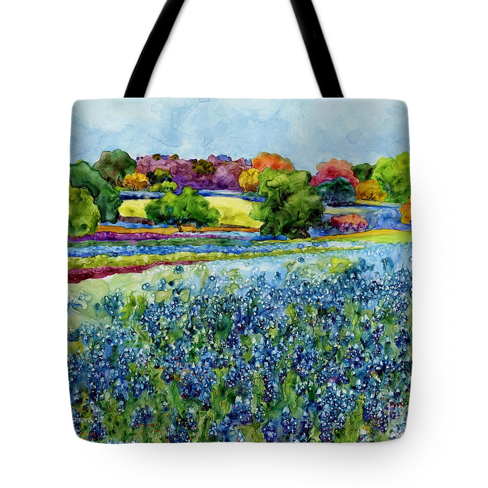 Bluebonnet Tote Bag featuring the painting Spring Impressions by Hailey E Herrera