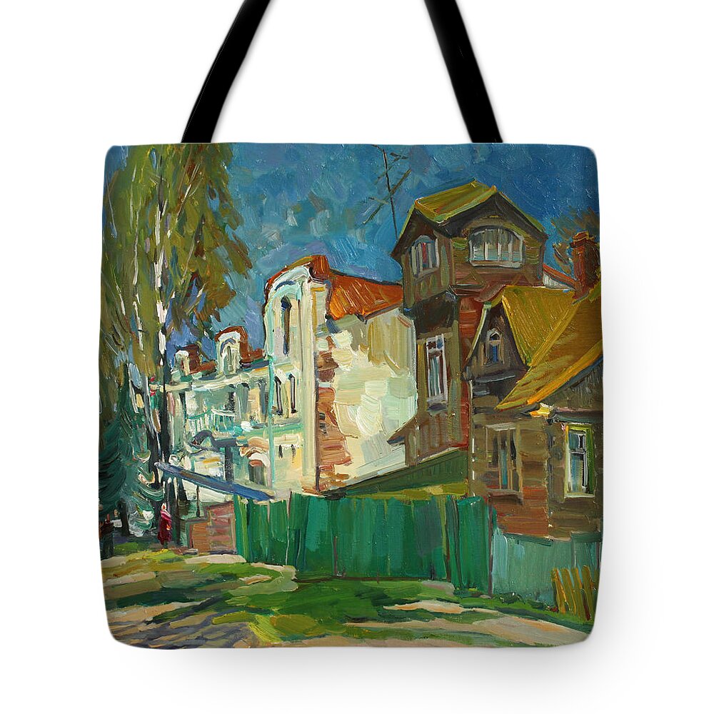 City​​ Tote Bag featuring the painting Spring in the province by Juliya Zhukova