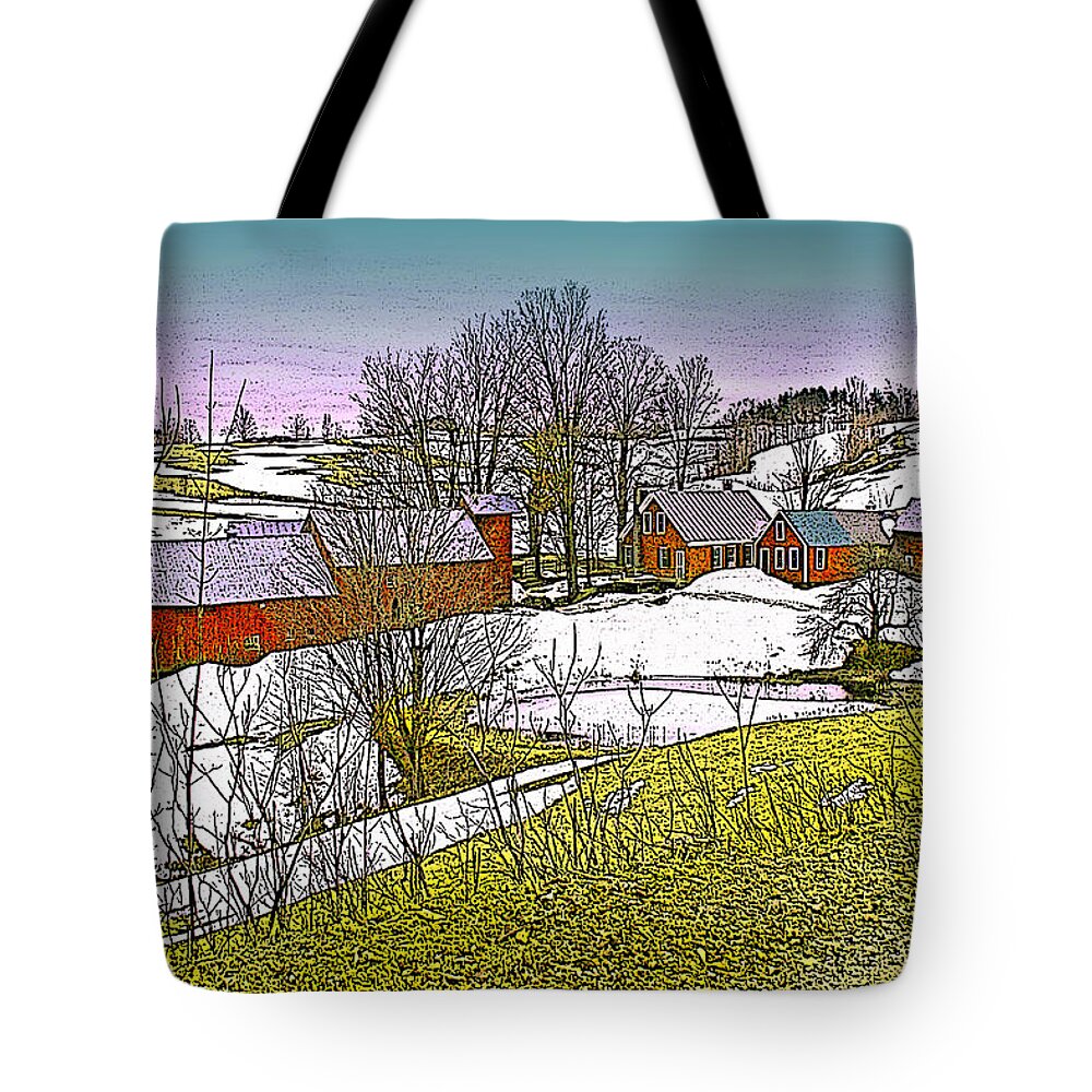 Landscape Tote Bag featuring the digital art Spring Melt at Jenne Farm by Nancy Griswold