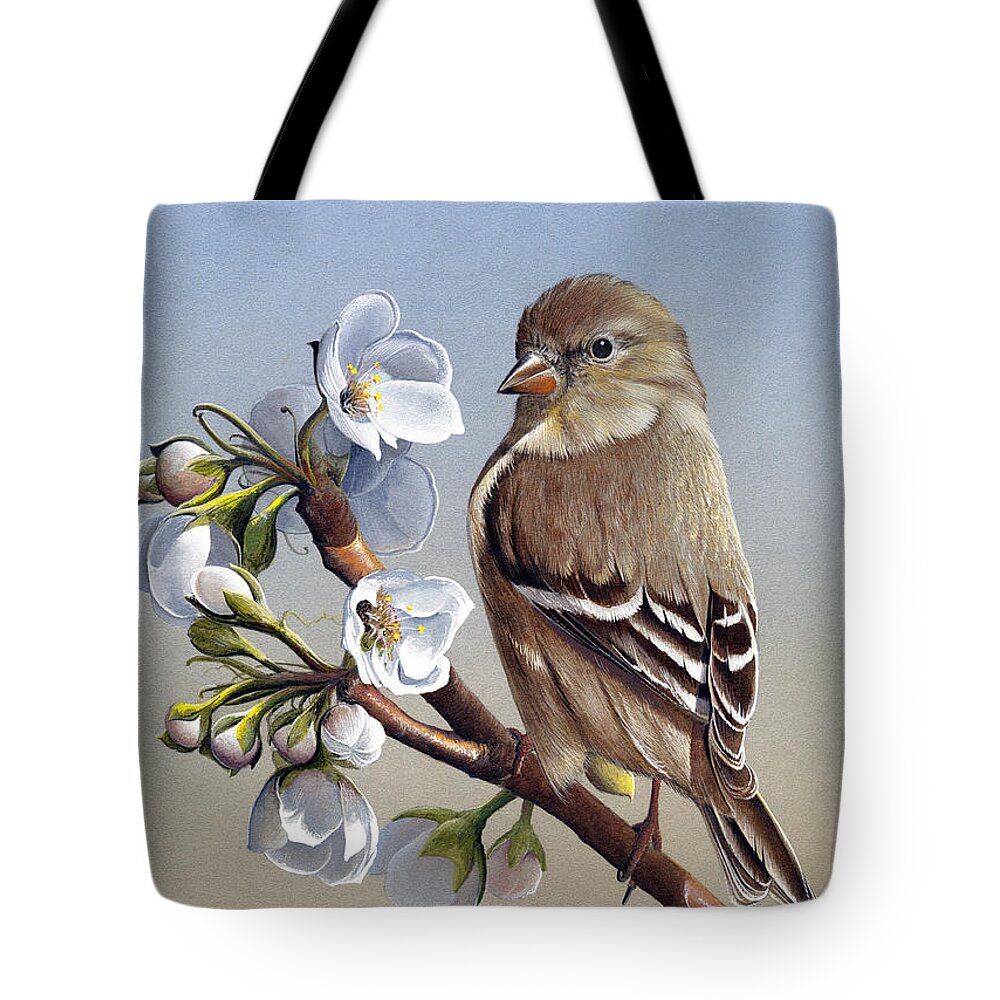 American Goldfinch Tote Bag featuring the painting Spring Splendor by Mike Brown