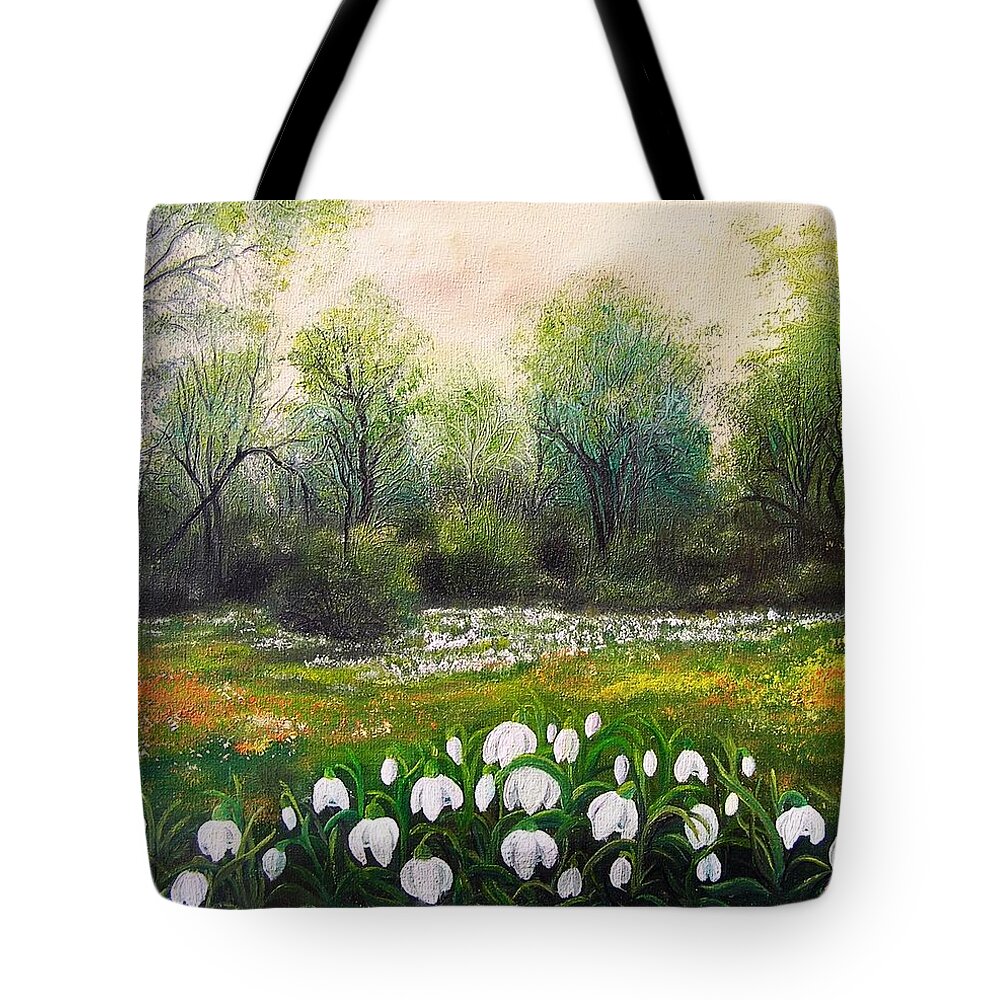 Spring Tote Bag featuring the painting Spring by Vesna Martinjak