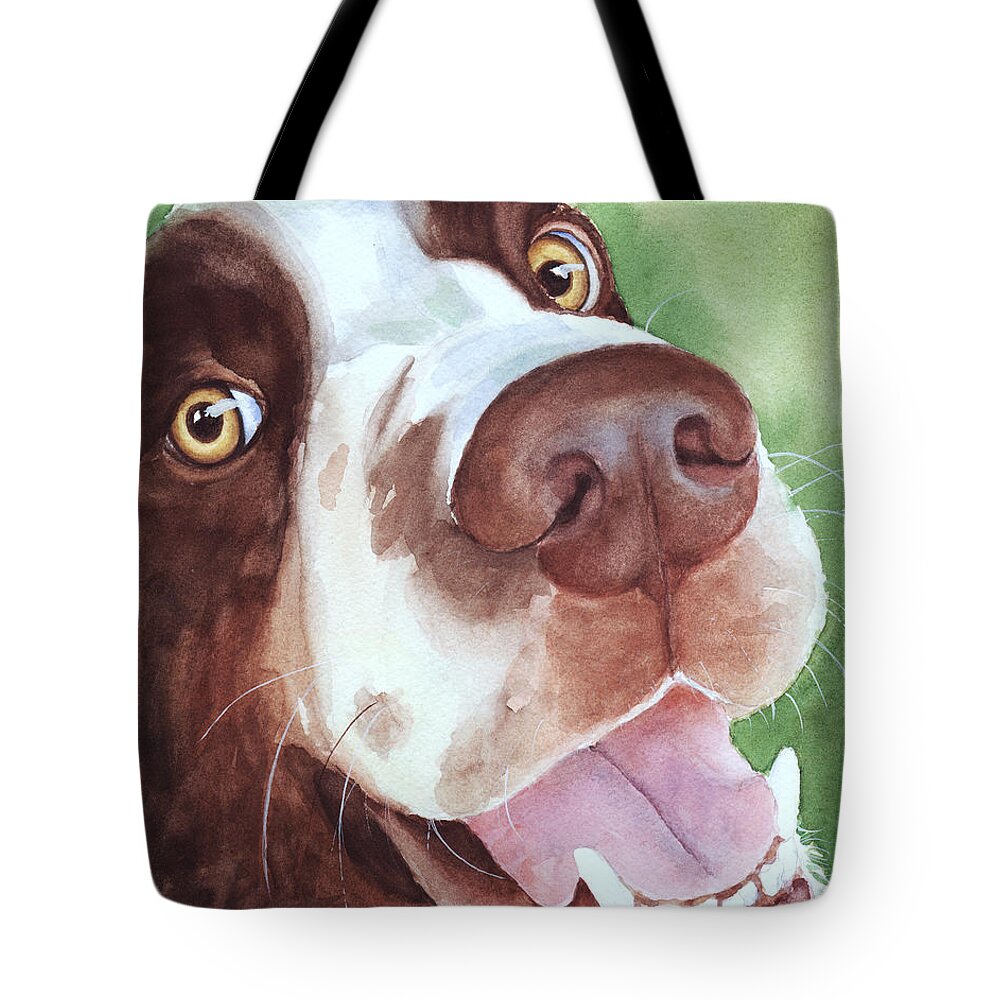 Springer Spaniel Painting Tote Bag featuring the painting Springer by Greg and Linda Halom