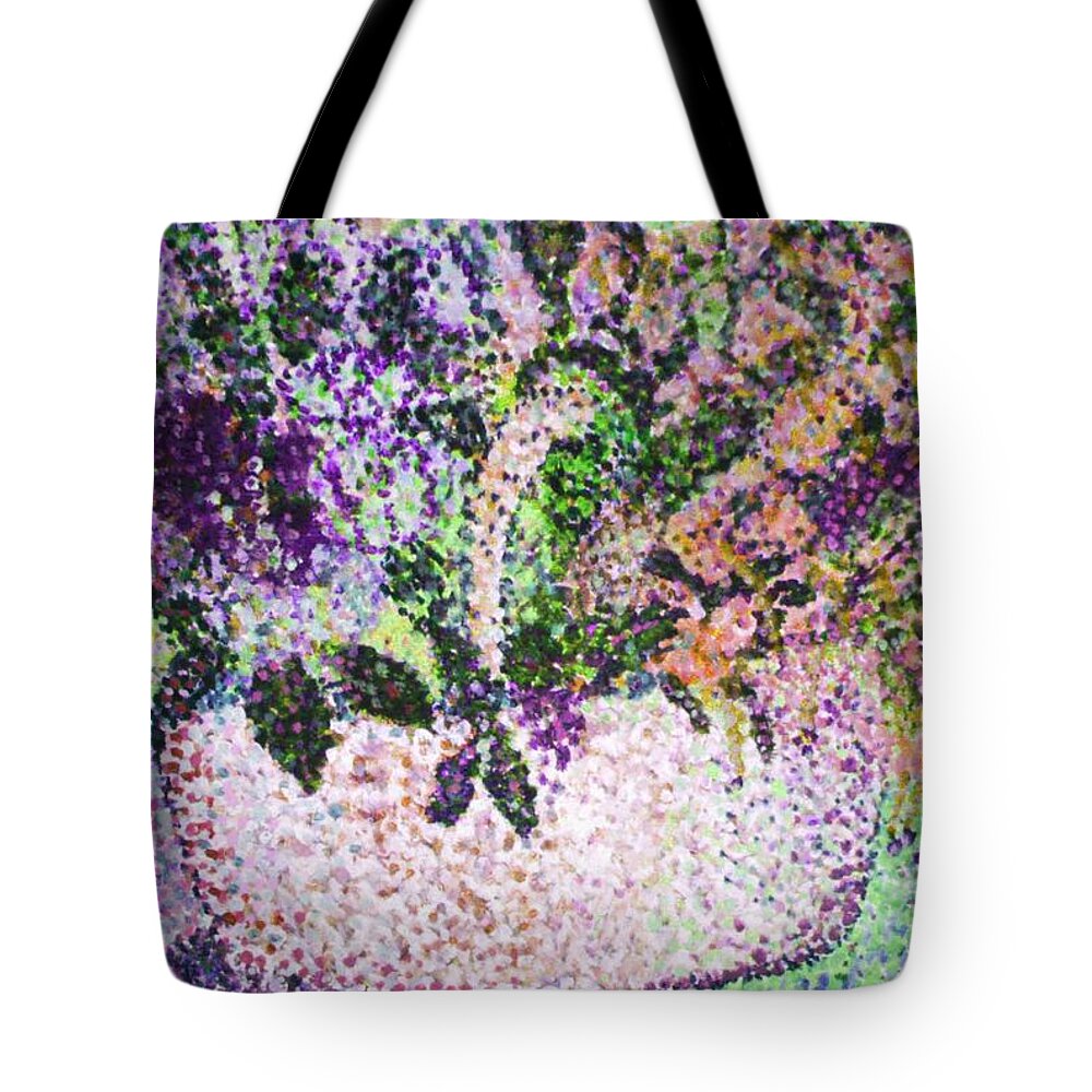 Purple Tote Bag featuring the painting Springtime Basket by Vickie G Buccini